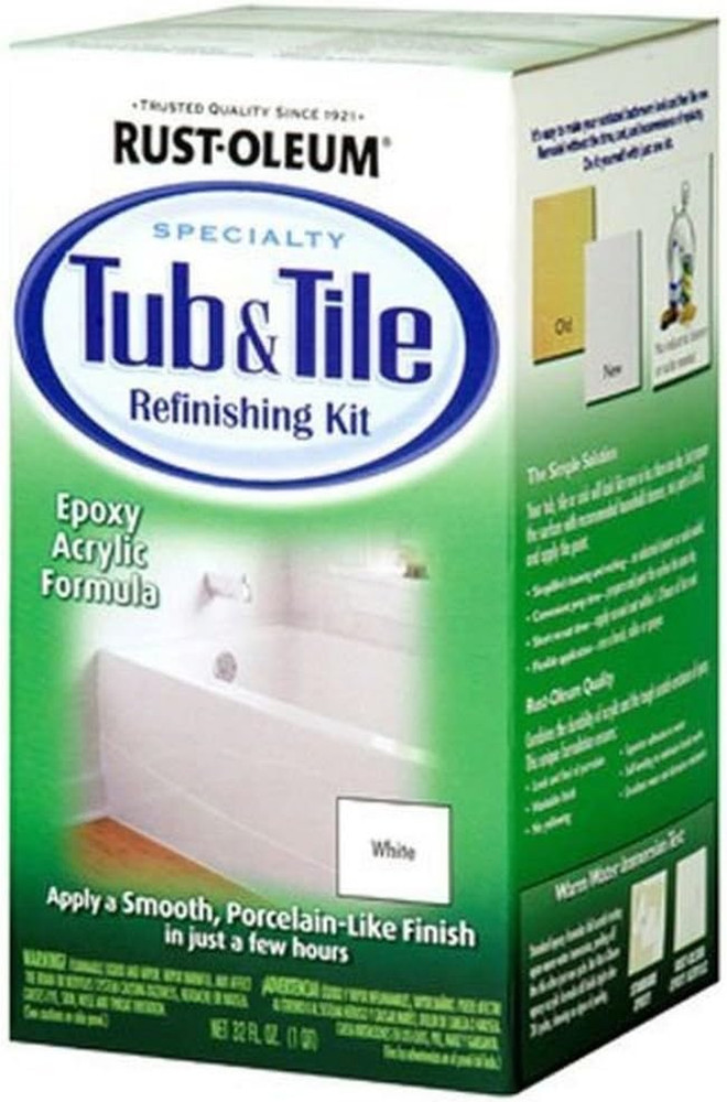 Tub and Tile Refinishing Kit - 2-Part White 32 Fl Oz for Easy Updates