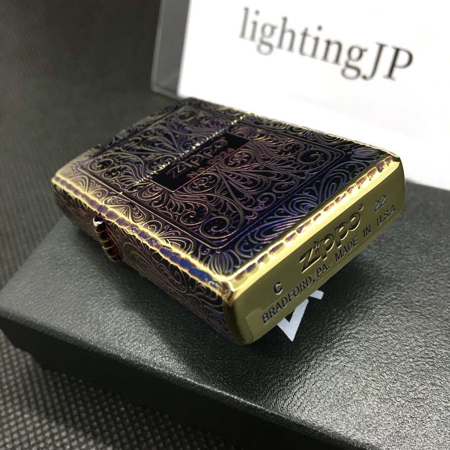 Zippo 5 Sided Processing Arabesque Aurora Gold Oxidized Lighter Limited Number