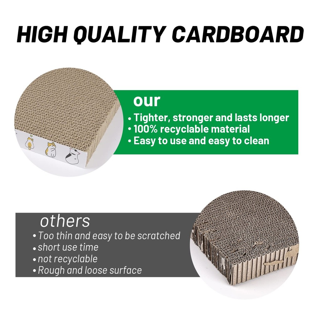 Cat Scratcher Cardboard 3 PCS Reversible Scratch Pad Durable Texture Design