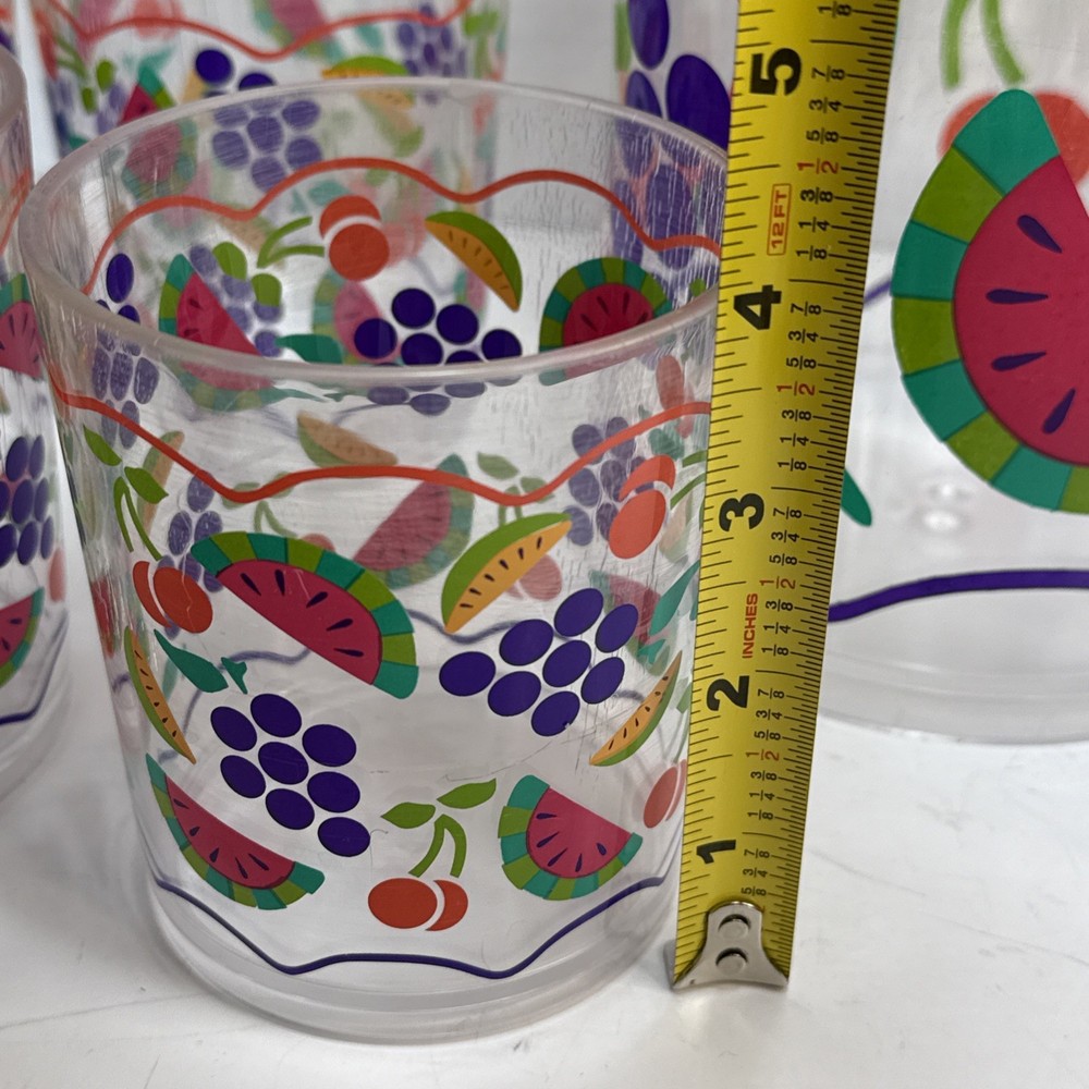 Leahy Designs Pitcher & 6 Cups Set With Fruit Pattern 1992