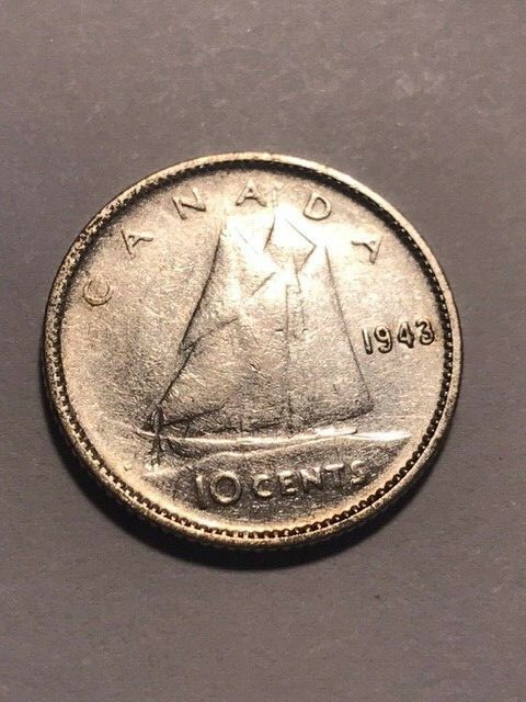 1943 Canada 10 Cents Silver VF #12033