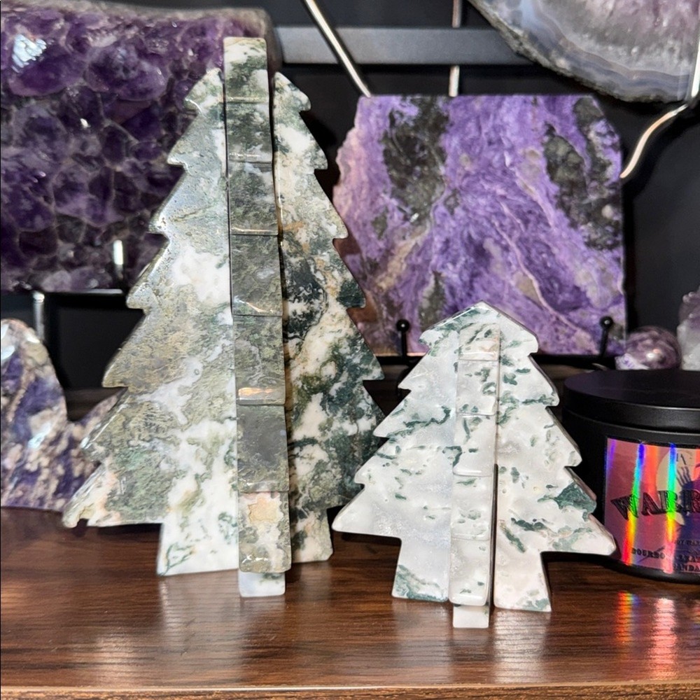 Moss Agate Tree Puzzle set