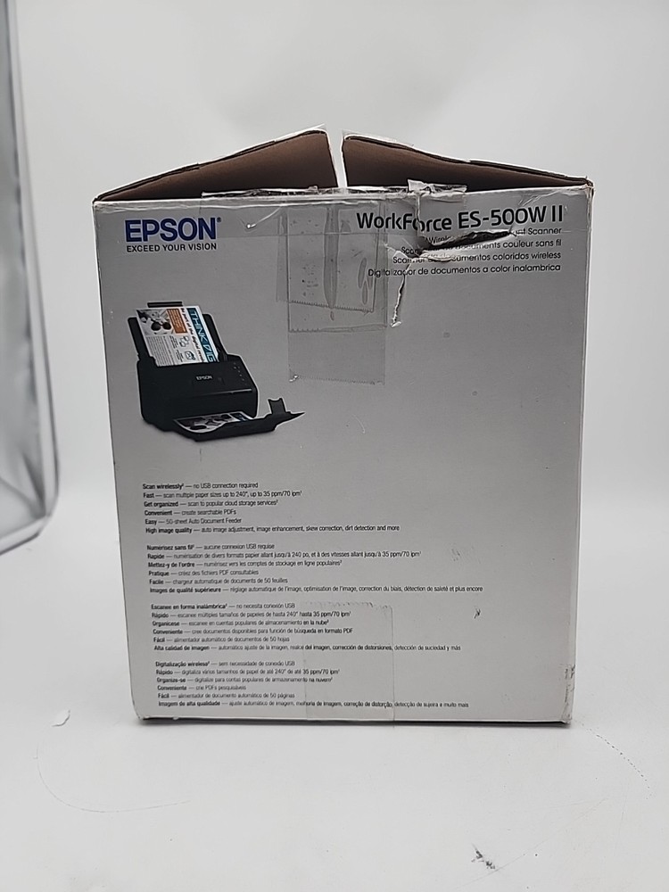 Epson WorkForce ES-500W II Wireless Duplex Document Scanner Open Box Complete