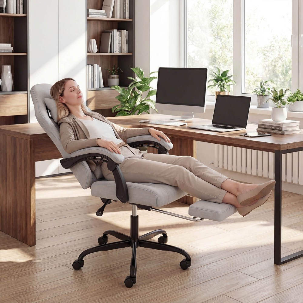 Height Adjustable Computer Chair w/Headrest, Lumbar Support, Linkage Armrests