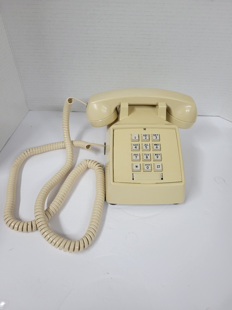 Vintage Comdial Push Button Tan/Beige Desktop Telephone Untested