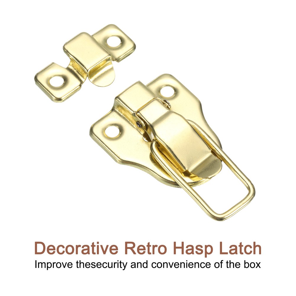 6Pcs Duck-billed Hasp Lock Retro Box Toggle Latch without Padlock Hole Gold