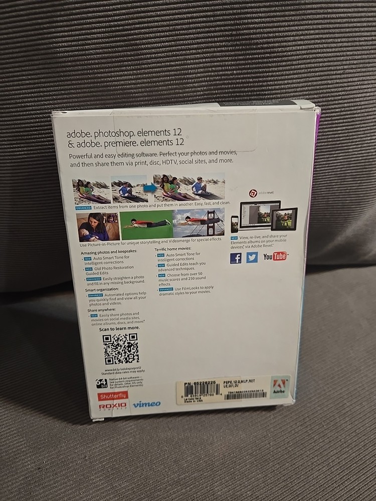 Adobe Photoshop Elements 12 & Premiere Elements 12 Software Bundle – New Sealed