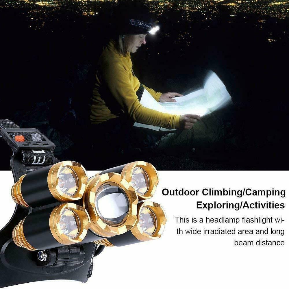Super-bright 5 LED Headlamp Headlight Flashlight Head Torch Lamp