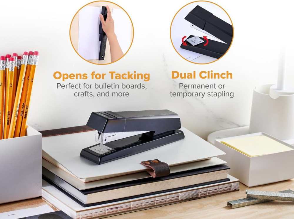 Bostitch Office Stapler, No-Jam Premium for Desktop, Includes 1,250 Staples, Ful