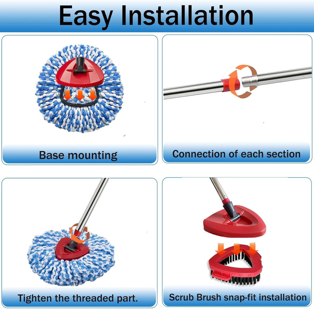 Spin Mop Replacement Heads Microfiber Set for 2 Tank System with Handle Brush