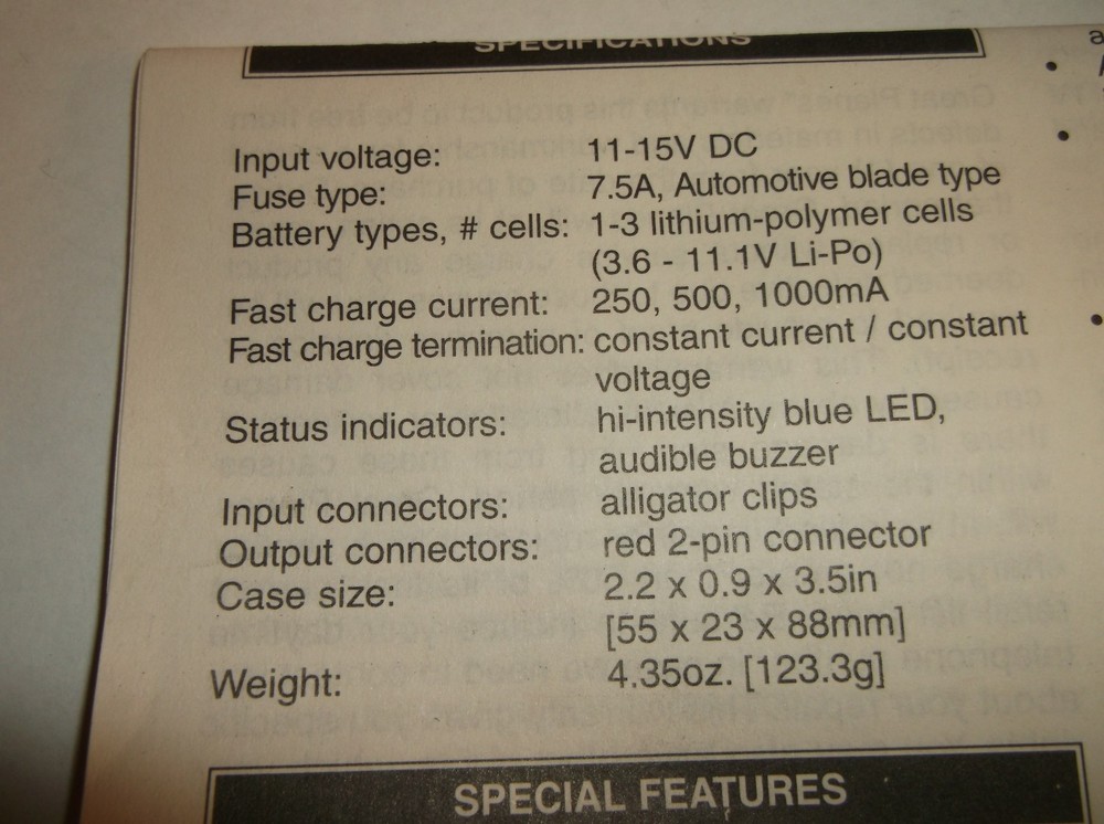 GRATE PLANES, Poly Charge (lipo battery charger)