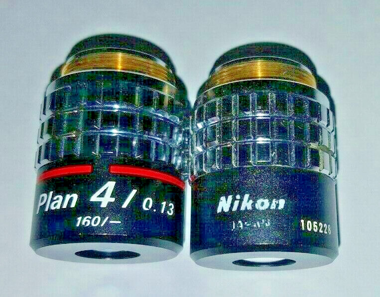 One Nikon Plan 4x / 0.13 Microscope Objective Lens 160/-
