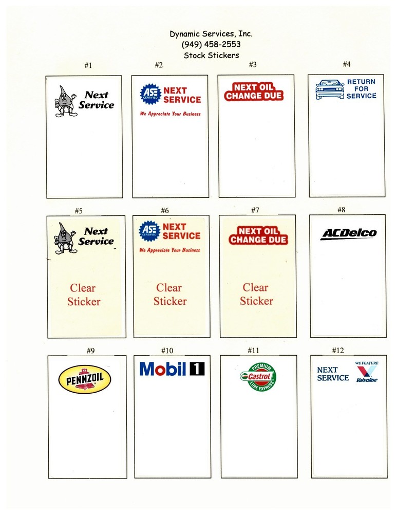 Oil Change Sticker Printer / Service Reminder Printing System