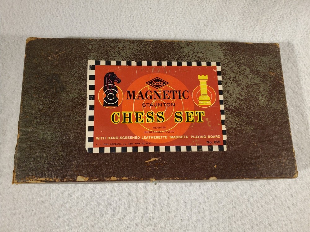 Vintage Chess Set E. S. Lowe Magnetic Chessmen Chess Board Game