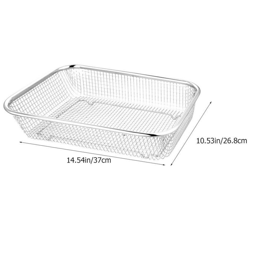 Stainless Steel Rectangular Colander 14.56X10.62X2.95 Inch Multi-Function Mes...