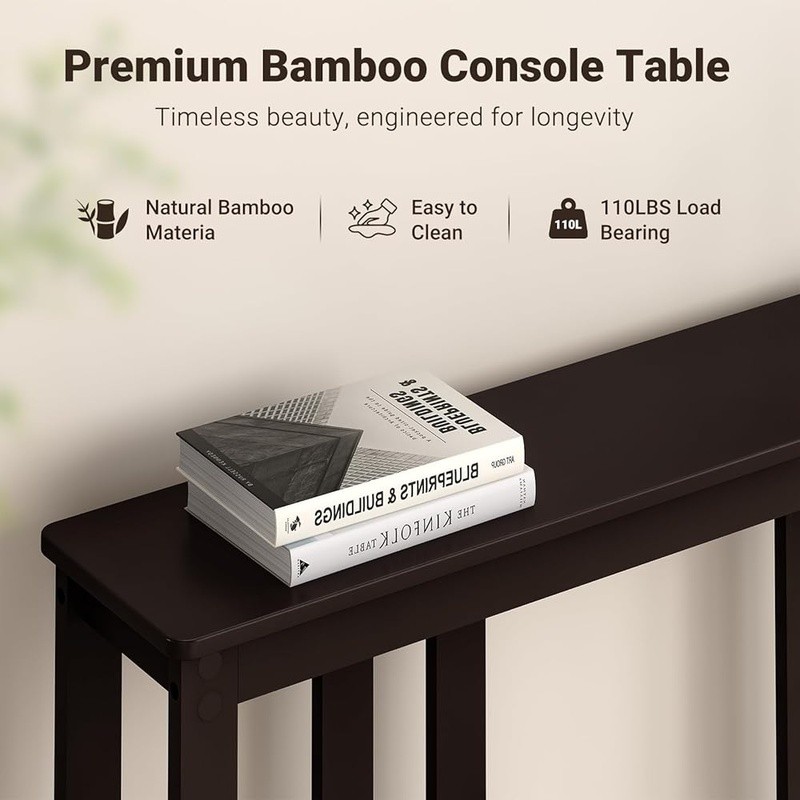 Compact Bamboo Hallway Table 2-Tier Storage Console Entryway Space Saver New