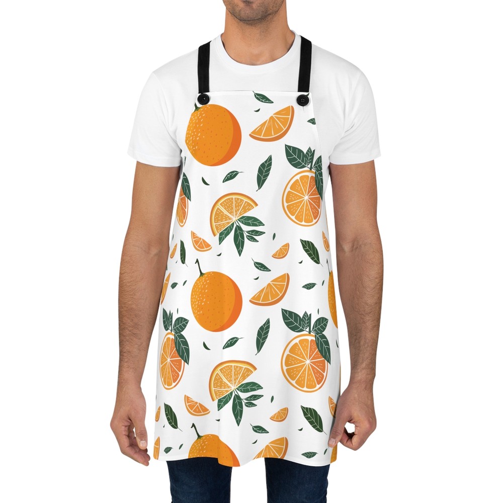 Stylish Poly Twill Apron with Oranges Fruit Design - Durable & Lightweight