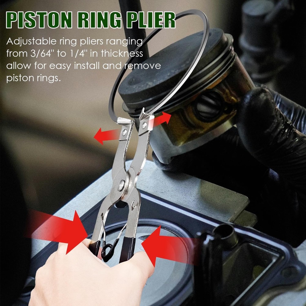 Auto Engine Piston Ring Compressor Tool Set, 13 Piston Rings(85-153Mm) with Pist