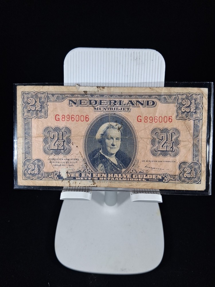 1945 NETHERLAND 2 1/2 GULDEN BANKNOTE