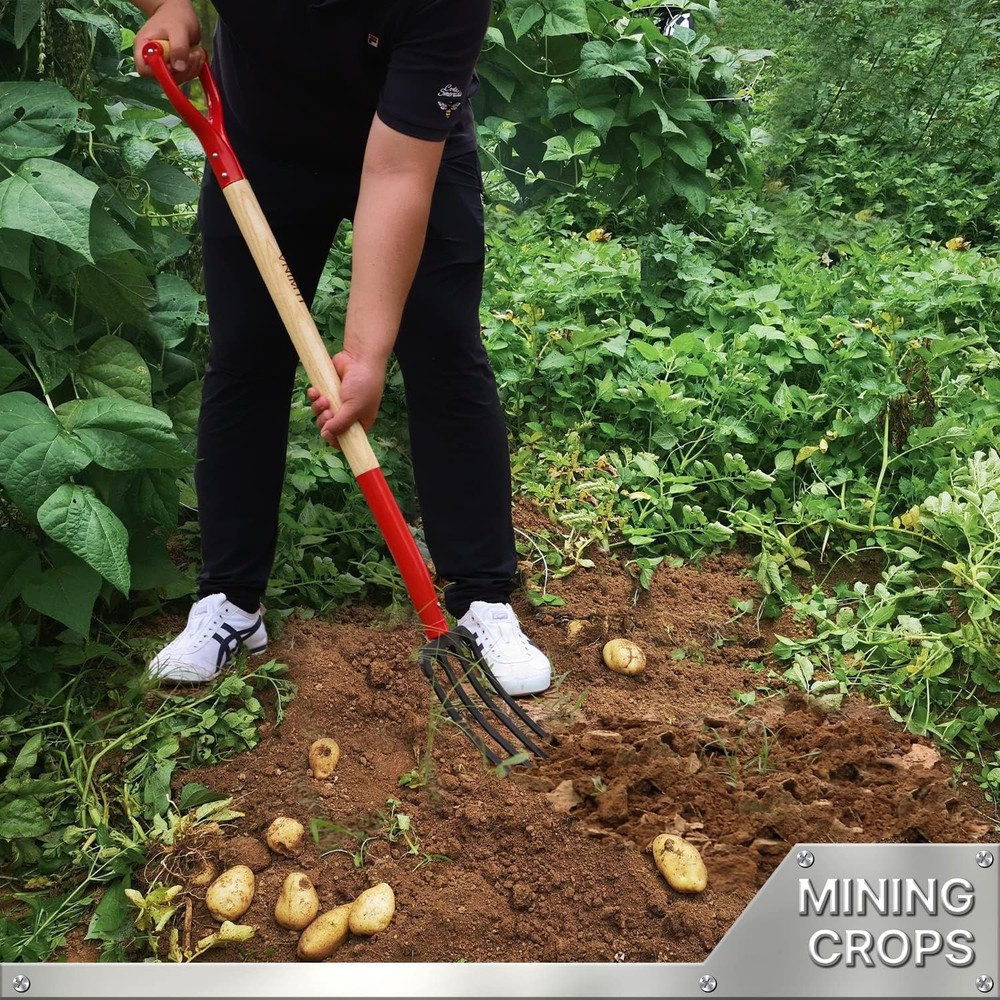 Garden Fork,4-Tine Spading Fork,Compost Fork,Steel Digging Fork,45Inch,Stee