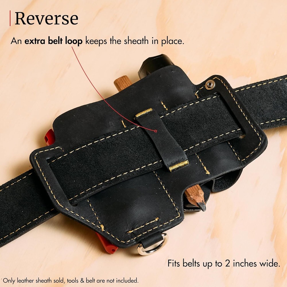 Leather Multitool Sheath Belt EDC Pouch Organizer Tactical Pocket Flashlight Pen