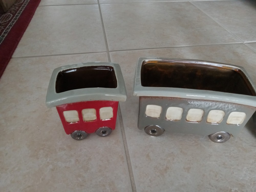 Set Of Tree Ceramic Train Planters