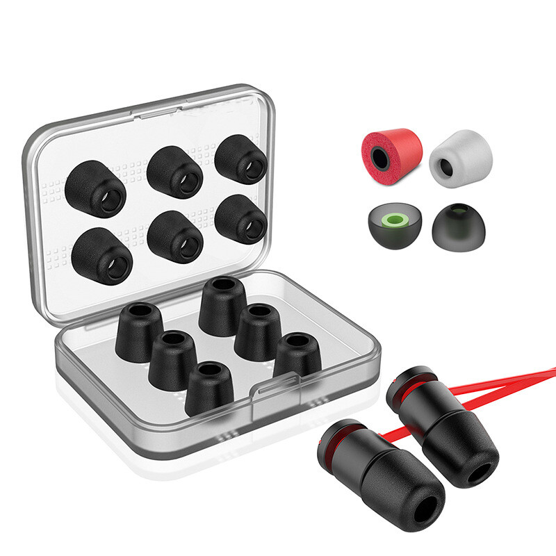 6 Pair Memory Foam Ear Tips Premium Ear Tips Silicone Replacement Earbud Earbuds