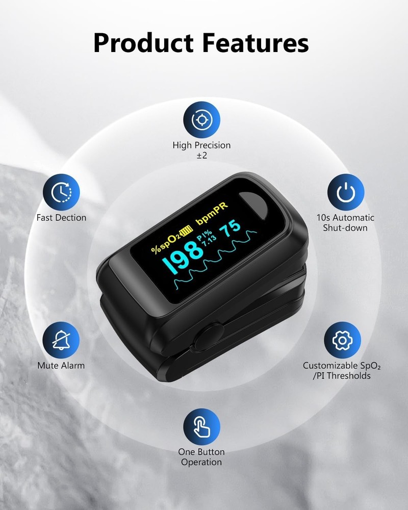 Compact Oxygen Meter with One-Button Control & Battery Included for Convenience