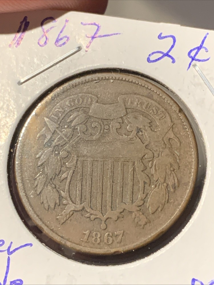 1867 Two Cent Piece ~ Very Fine VF Details ~