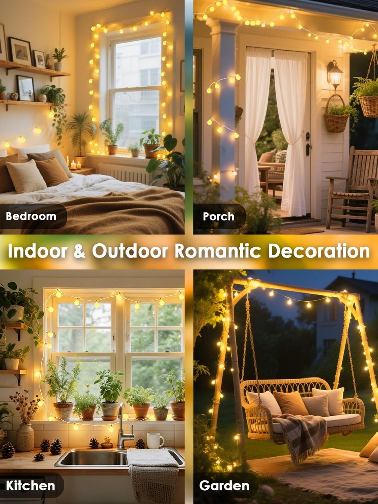 Connectable 43FT 100LED Globe String Warm White 1 Pack(100 LED with Remote)