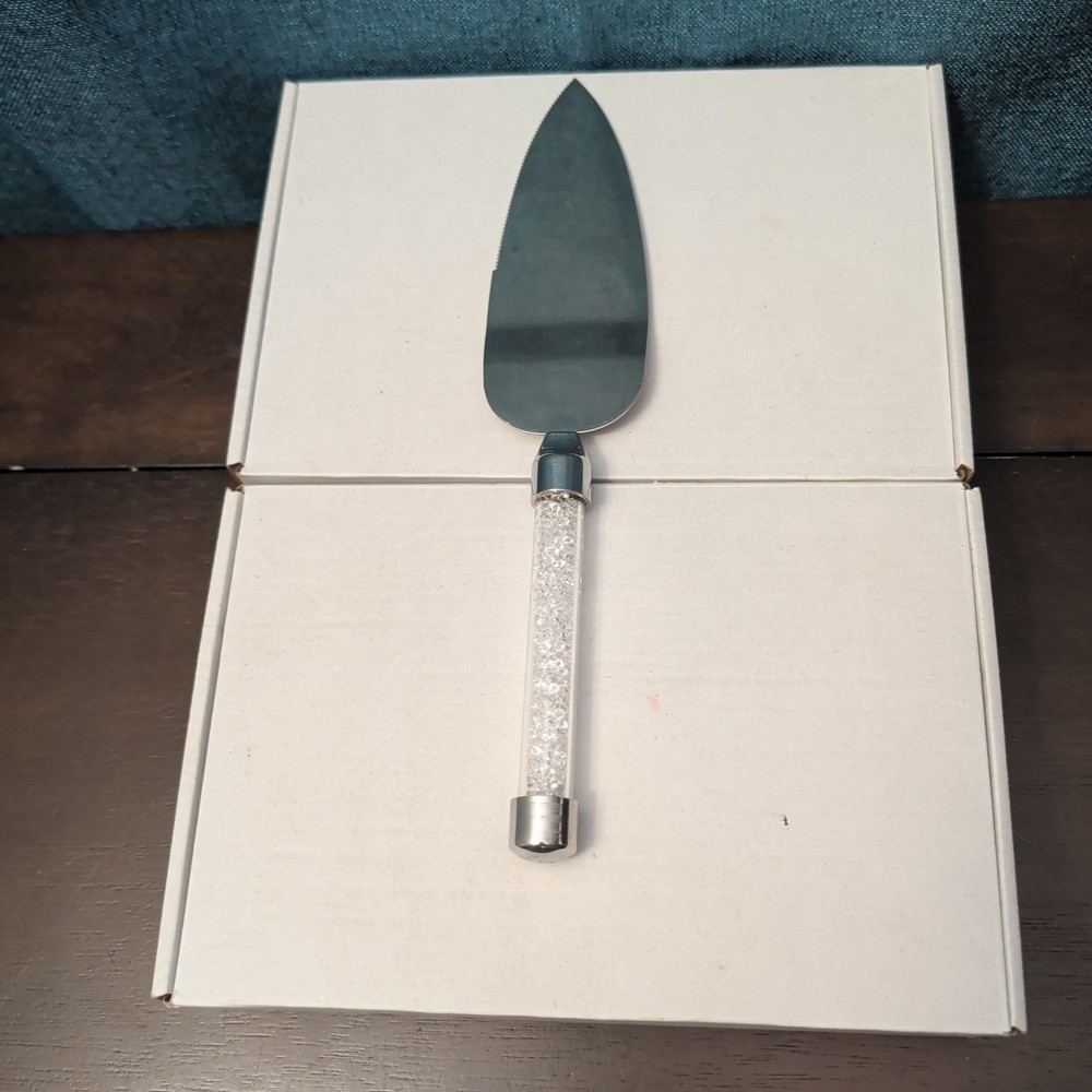 Mr & Mrs Wedding Cake Server Knife Set | Crystal Filled Bling Handle Stainless