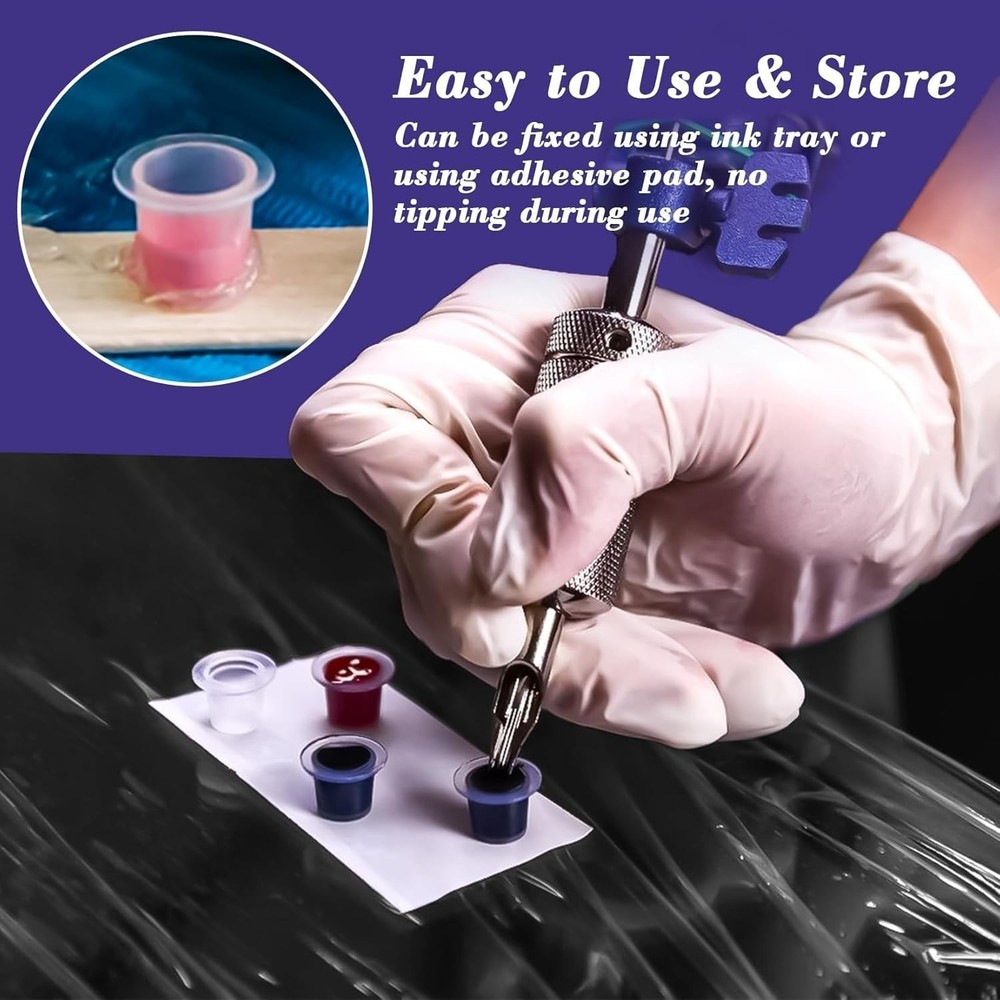 200 Durable Waterproof Tattoo Ink Caps - Mixed Sizes for Precise Application