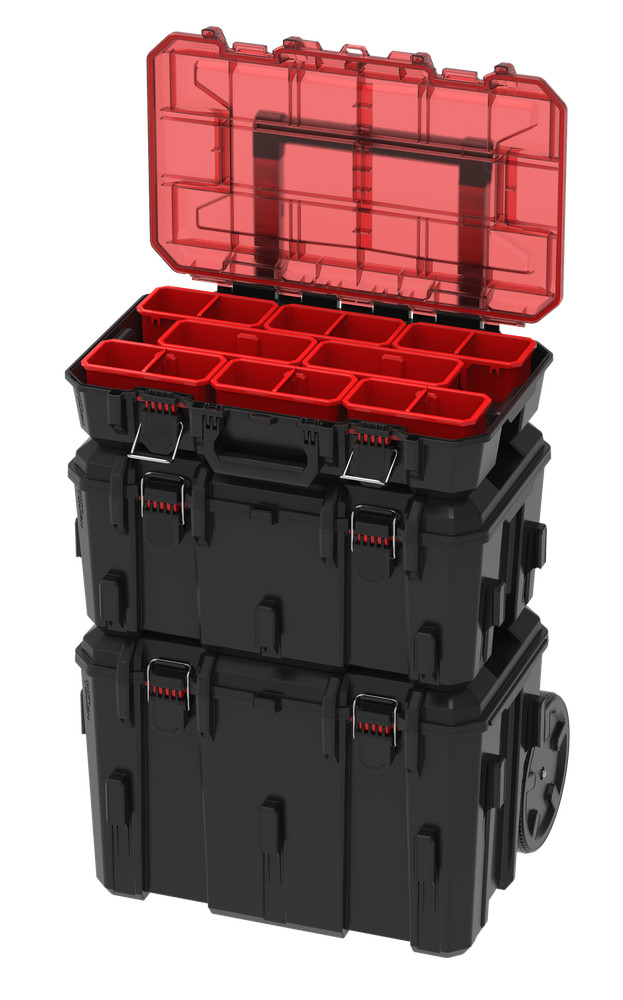Hyper Tough Hyper Stack Heavy Duty 3 Piece Modular Rolling Toolbox System, Black