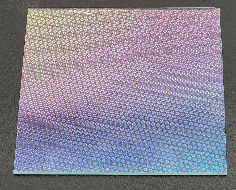 1x2" System 96 Thin Clear Dot 1 Pattern on Rainbow 2 Dichroic 96 COE Glass