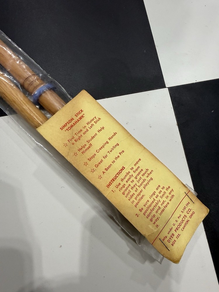 Vintage Simpson “ Tomahawk “ Training Drum Sticks - New