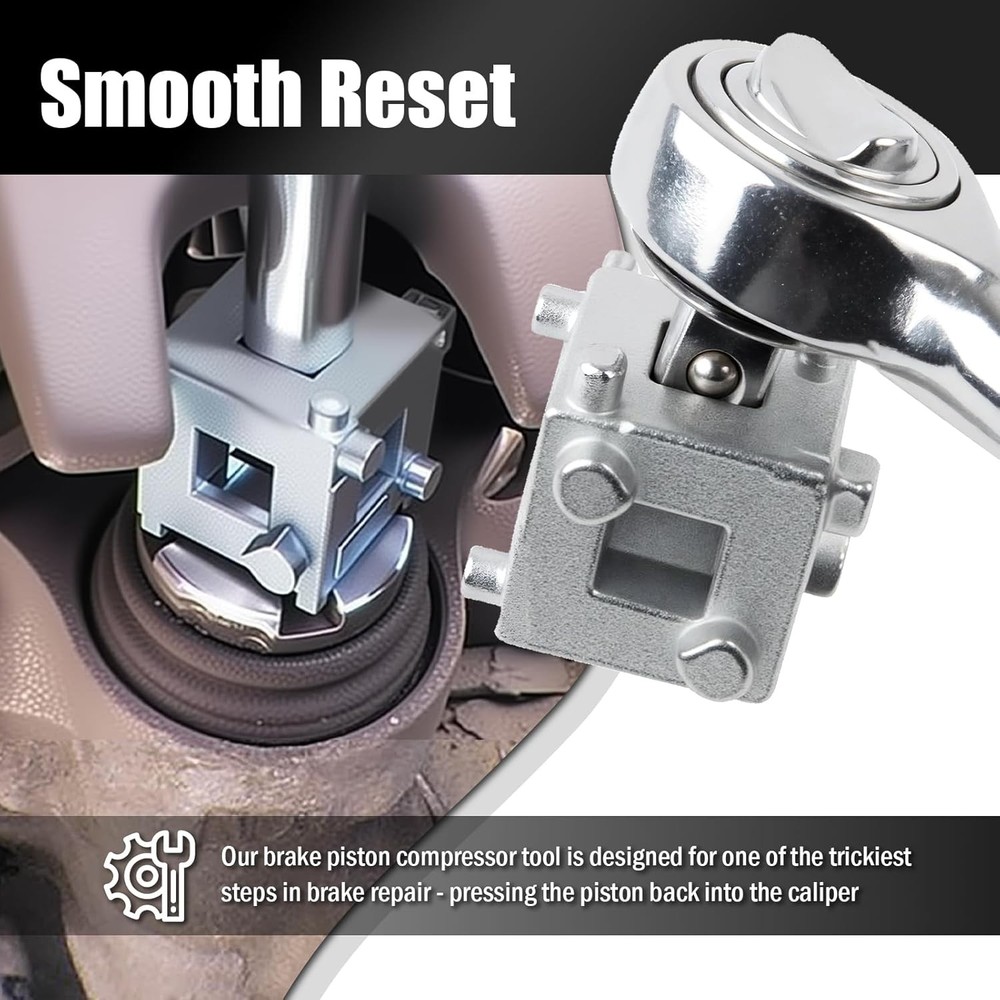 Cube Brake Caliper Compression Tool Driven by 3/8" Tool,6-face Car Rear Brake Ca