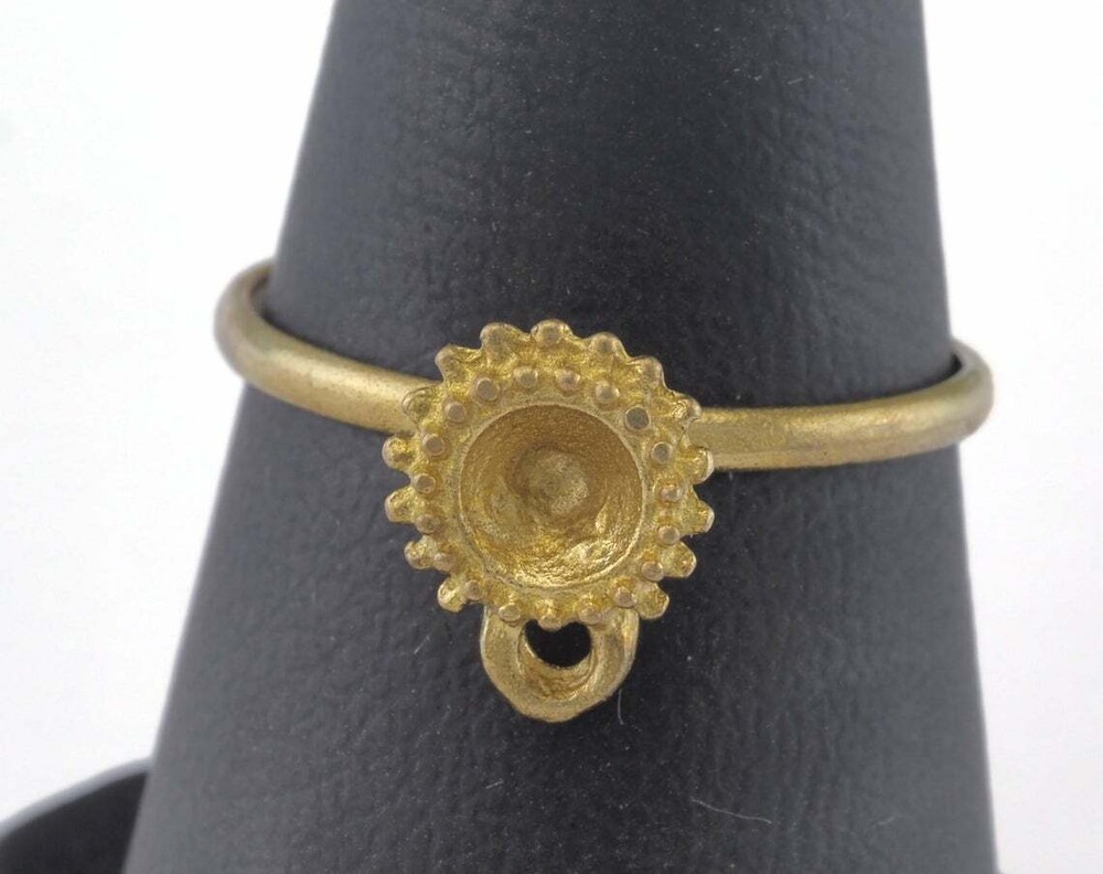 2 pcs. Ring Adjustable Bezel Loop Raw brass 18mm 7.5US inner size Adjustable