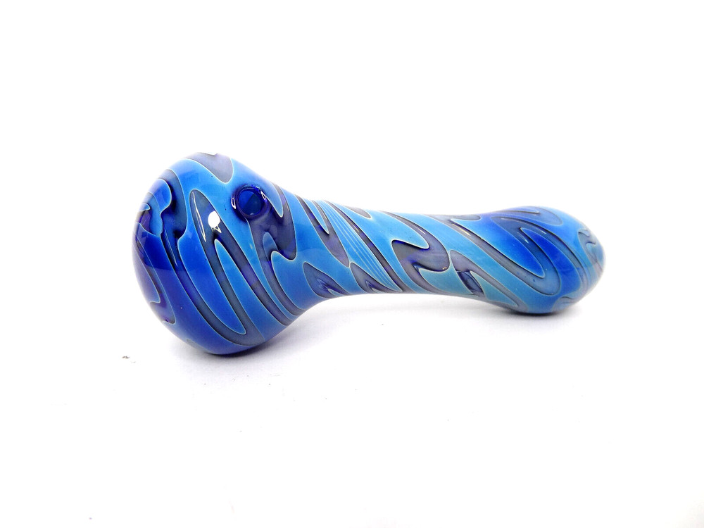 Heady Pattern Glass Hand Pipe – Unique Blue Color Pattern
