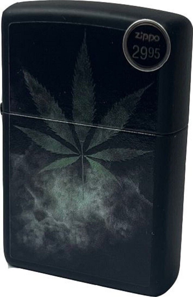Zippo Leaf with Smoke Design Lighter Black Matte