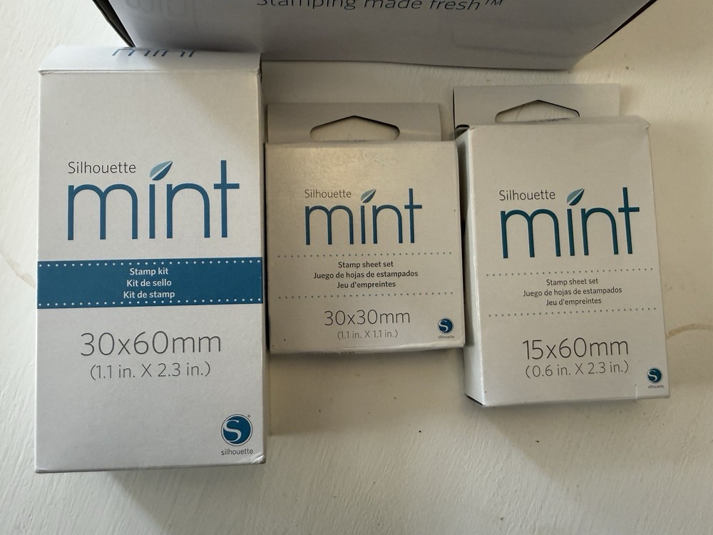 Silhouette Mint Custom Stamp Maker. Cables, Book, CD, Various Size Stamp Kits