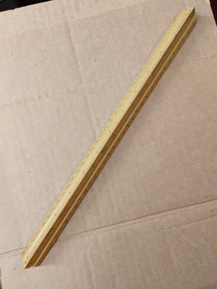 Vintage Triangular Scale Ruler Dietzgen Three-Sided Made in U.S.A.