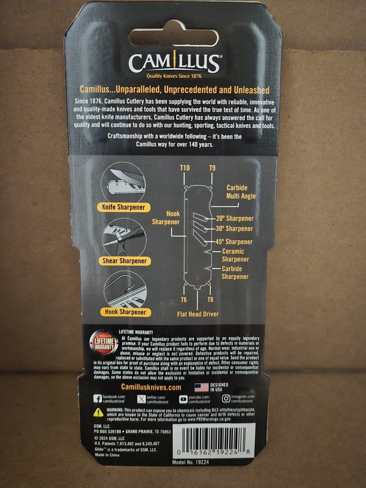New Camillus Glide Blade, Shear And Hook Sharpener