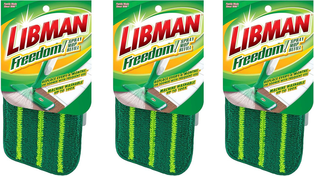 Libman Freedom Spray Mop Refills, 3 Pack, Green