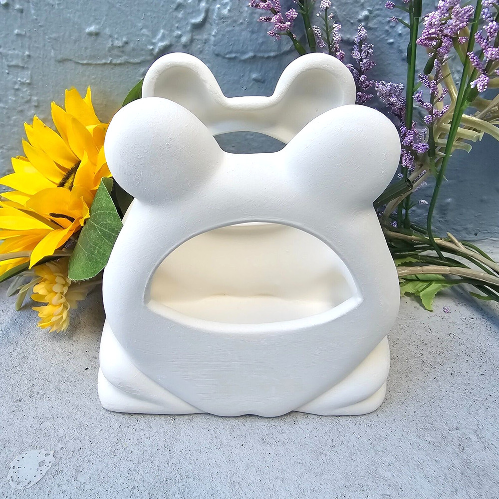 Frog Toad Napkin Holder 6" IN STOCK Ceramic Bisque Ready To Paint Pottery