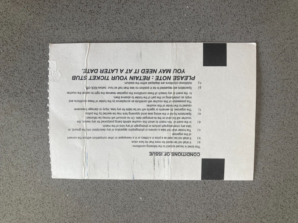 Gillingham v Chelsea 2000-01 Match Ticket