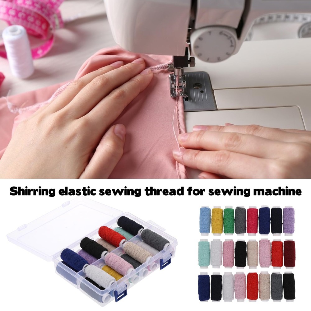 Elastic Sewing Thread for Sewing Machine, 0.5 mm Shirring Elastic Thread for ...