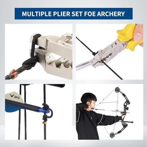 Bow String Nock Point Pliers Kit - D Loop Tool with 3 D Loop Strings & 5 Nocks