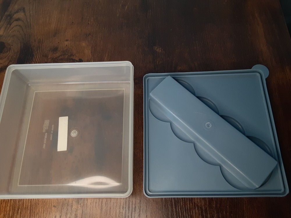 Plastic square container with Compartment in lid with Fork & Spoon