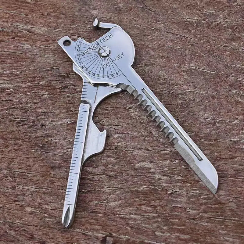 Multi Function Folding Mini Keychain Tool Opener 8in1 Utility Outdoor Survival