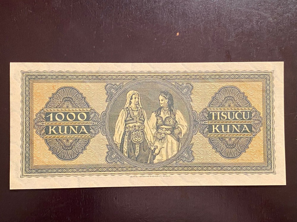 Croatia 1943 1000 kuna banknote UNC